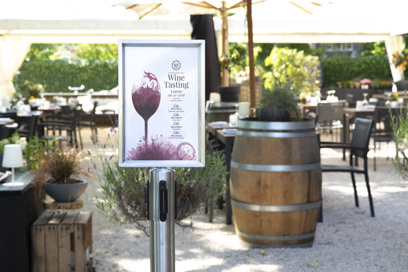 Load image into Gallery viewer, Securit Barriers Systems - Retractable Sign - Chrome 45,3x21,8x6,7cm - Pack of 10 - in use
