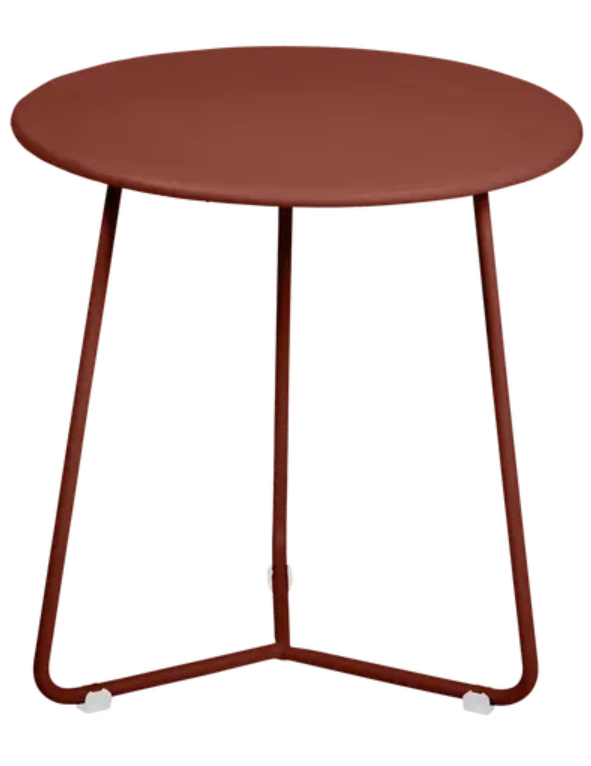 Load image into Gallery viewer, Red Fermob small occasional table with round top, 34cm diameter, ideal for living room or patio decor.
