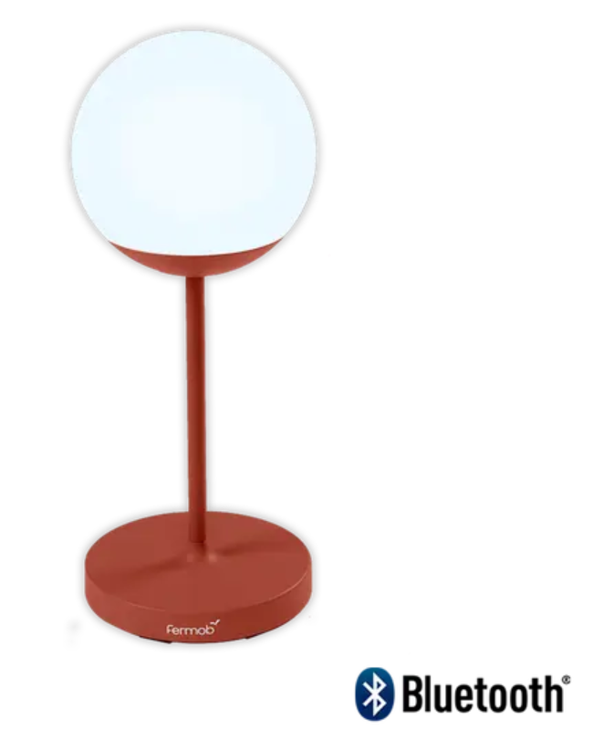 Load image into Gallery viewer, Red Ochre Fermob MOOON! wireless table lamp, 63 cm tall, with a modern design and warm glow.
