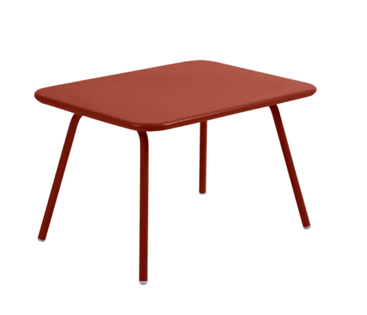Red Ochre Fermob Luxembourg Kid Children's Table with corner design, ideal for kids' play and dining spaces.