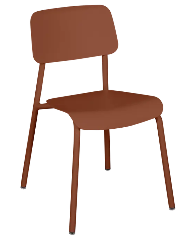 Load image into Gallery viewer, Red Fermob Studie outdoor chair with a sleek, modern design suitable for outdoor seating and patio furniture.
