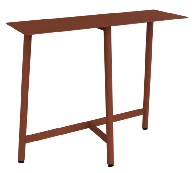 Load image into Gallery viewer, Red ochre Fermob Bolder Counter bar table with a sleek metal design, ideal for shop, restaurant, or garden settings.
