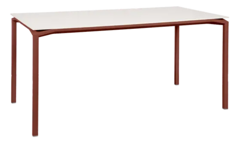 Load image into Gallery viewer, Redochre Fermob CALVI AERIS mineral dining table with a 160 x 80 cm surface, designed for six seats, outdoor furniture.
