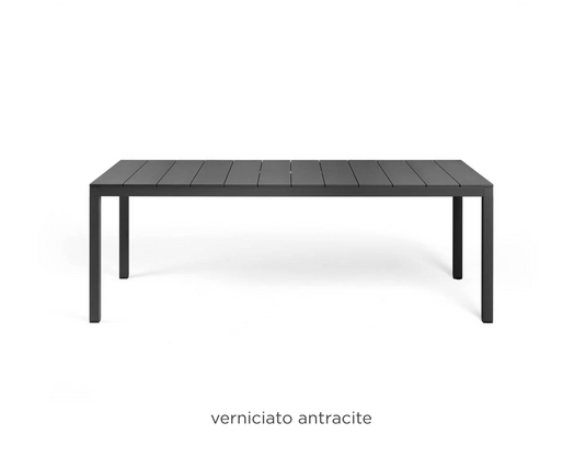 Nardi Rio Alu 210 fixed outdoor table with aluminum top and legs, ideal for garden or patio outdoor dining.