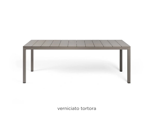 Nardi Rio Alu 210 fixed outdoor table with aluminum top and sleek design, suitable for garden or patio use.