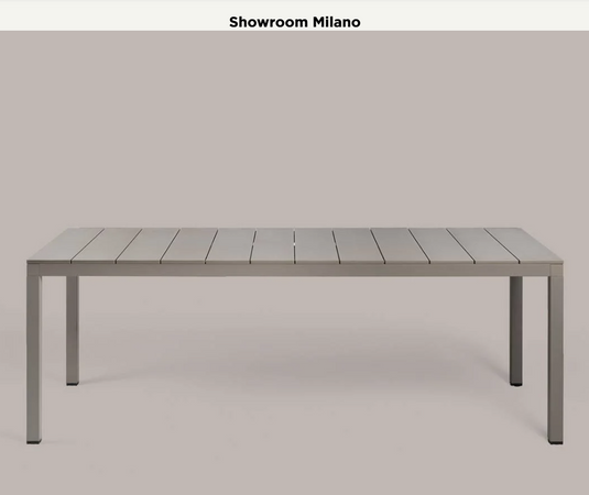 Nardi Rio Alu 210 Fixed Outdoor Table with aluminum construction, ideal for garden or patio seating, in a sleek modern design.