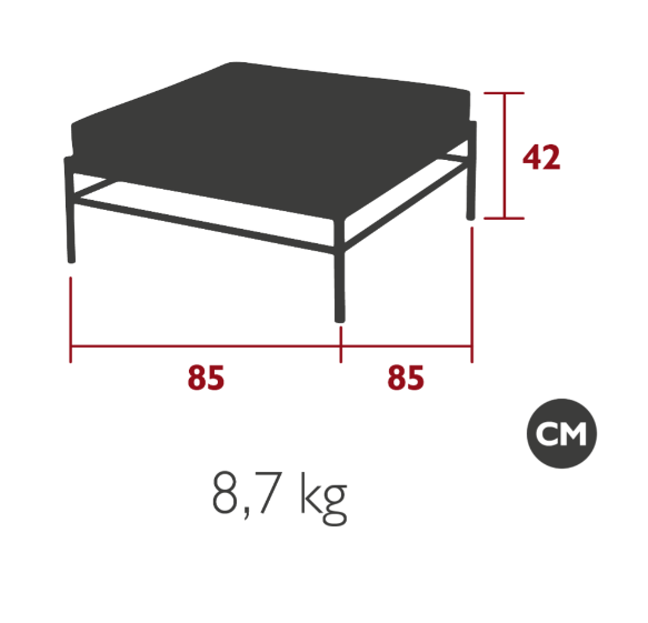 Load image into Gallery viewer, Fermob Rivage outdoor ottoman made of metal, featuring a sleek, modern design suitable for patio or garden seating.
