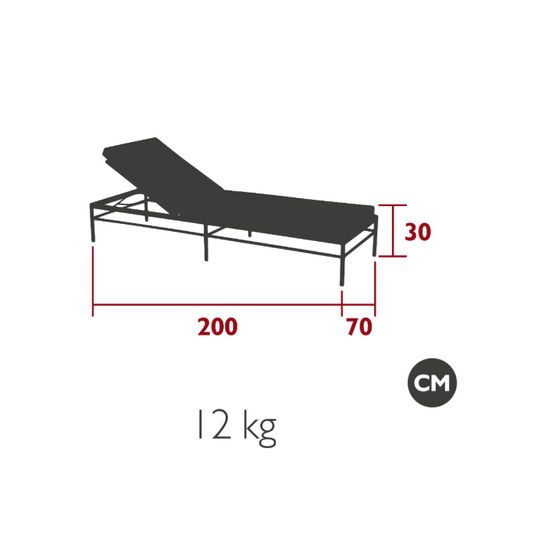 Fermob Rivage luxury metal sunlounger with adjustable backrest and modern design, ideal for outdoor relaxation.