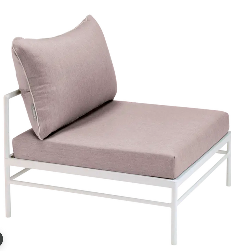 Load image into Gallery viewer, Fermob Rivage Low Chair outdoor metal sofa with sleek design, featuring a central view of the chair's modern, minimalist frame.
