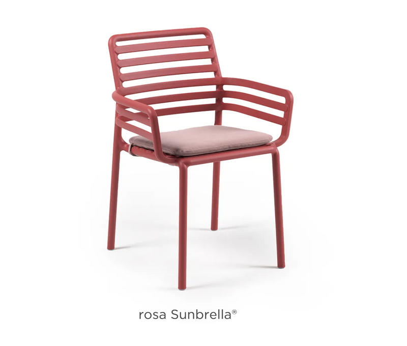 Load image into Gallery viewer, Sunbrella Rosa Doga armchair cushion by Nardi, soft fabric with plush padding, designed for outdoor Nardi armchairs.
