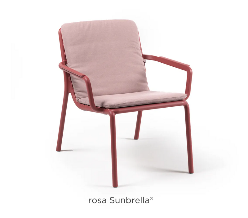 Load image into Gallery viewer, Nardi Doga outdoor cushion in Rosa Sunbrella fabric, designed for outdoor dining furniture with plush comfort and stylish look.
