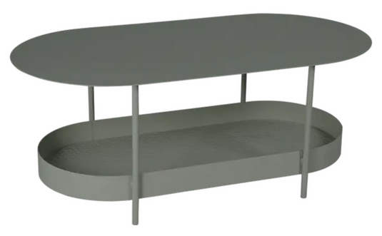 Rose-colored Salsa low table by Fermob with a 113x58cm surface, featuring modern design and smooth finish.