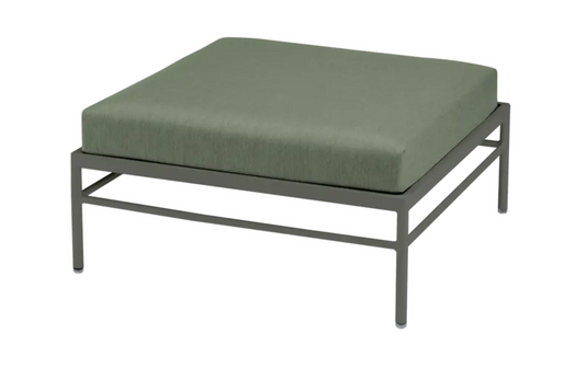 Fermob Rivage outdoor ottoman with metal frame, featuring a stylish design suitable for patio or garden seating.