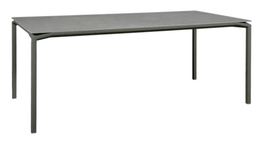 Fermob CALVI Kreta mineral dining table, 195x95cm, sturdy eight-seater with a textured stone tabletop, ideal for outdoor dining.