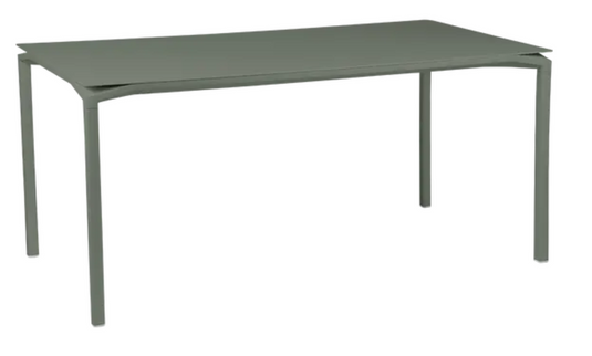 Fermob Calvi rectangular kitchen table in wood, 160 x 80 cm, six-seater, with a sleek modern design and natural wood finish.