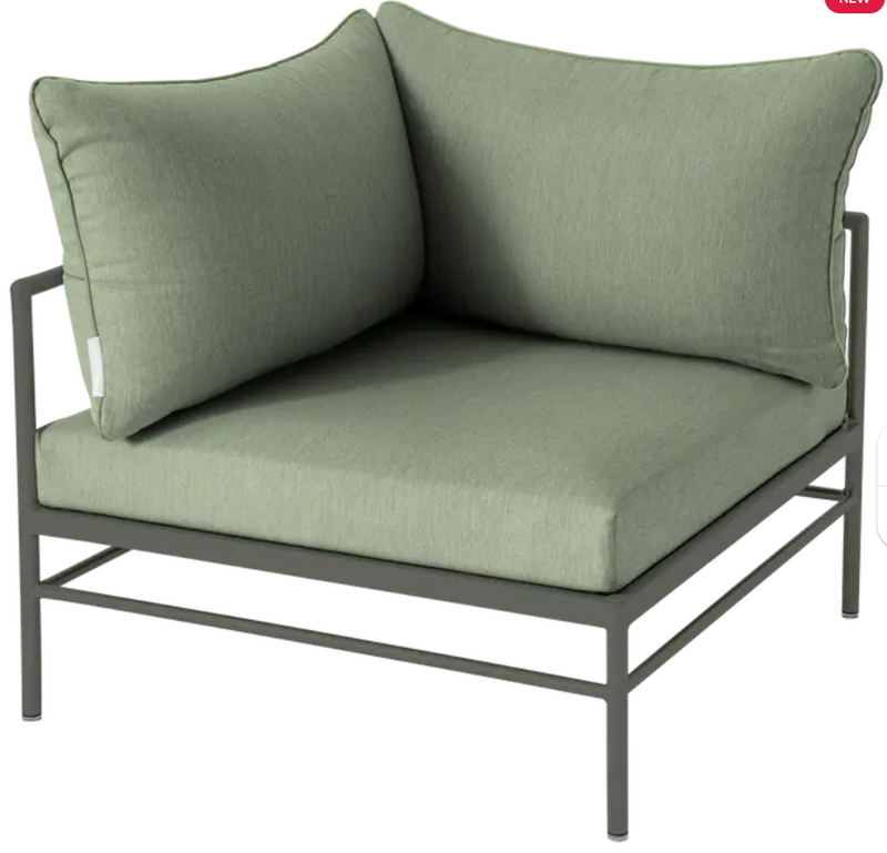 Load image into Gallery viewer, Fermob Rivage Corner Armchair, outdoor metal corner sofa with cushioned seating in a modern garden setting.
