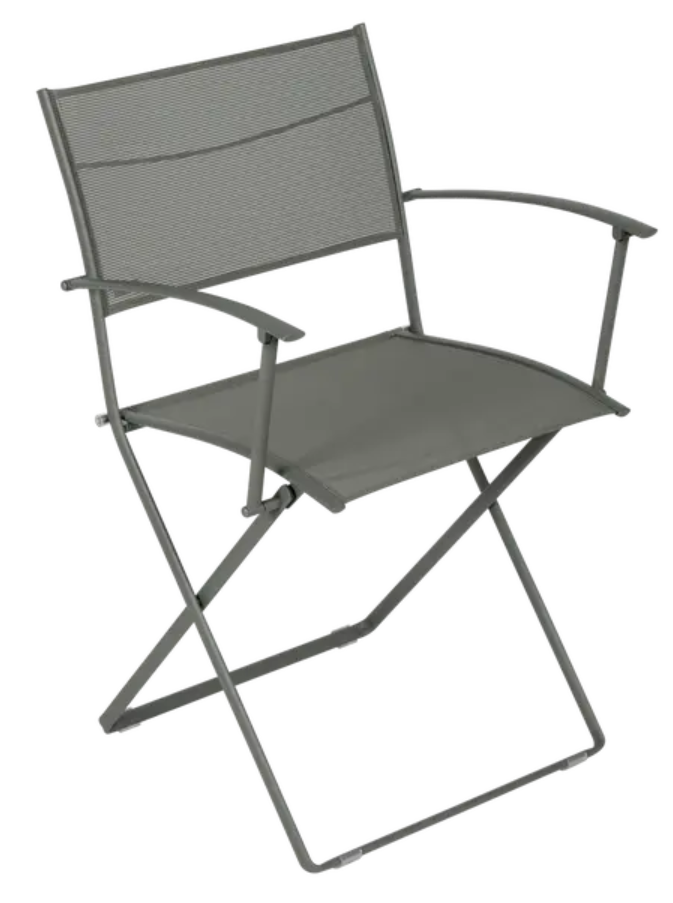 Load image into Gallery viewer, Fermob Plein Air Armchair folding chair in rosemary green, lightweight and stylish outdoor seating with a modern design.
