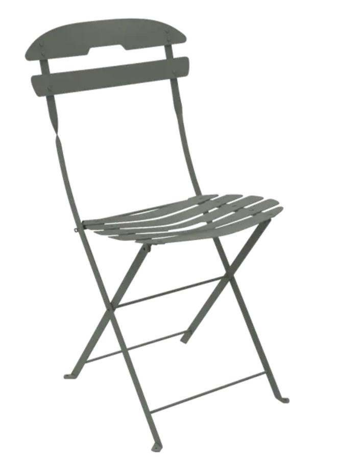 Load image into Gallery viewer, Fermob LA MÔME Rosemary folding chair with a sleek, modern design, perfect for patio and outdoor seating.
