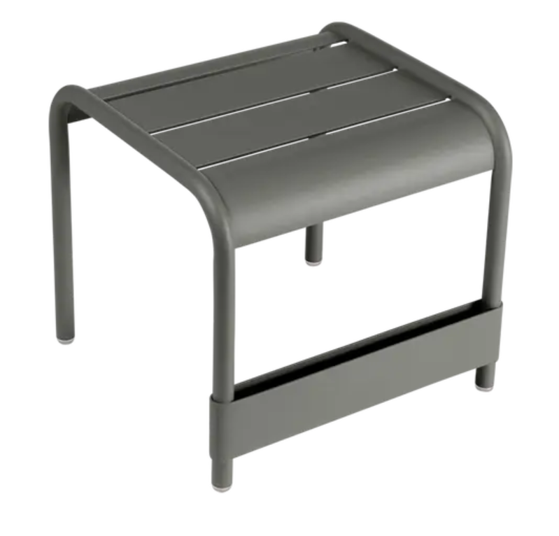 Load image into Gallery viewer, Fermob Luxembourg small low table or footrest with a 44x42 cm size, featuring a sleek, modern design in a neutral finish.
