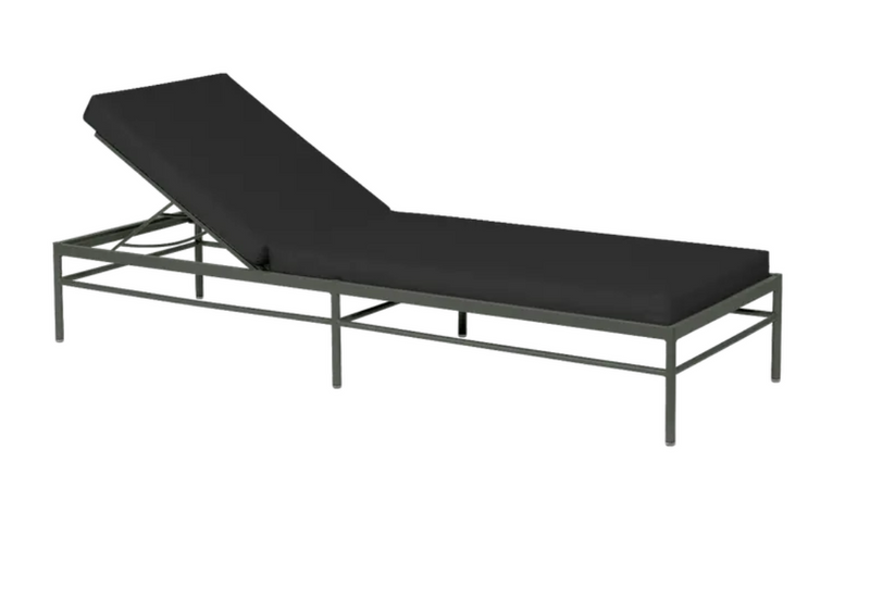 Load image into Gallery viewer, Rosemary Night Grey Fermob Rivage luxury metal sunlounger with sleek design, perfect for outdoor relaxation.
