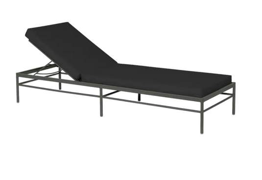Rosemary Night Grey Fermob Rivage luxury metal sunlounger with sleek design, perfect for outdoor relaxation.