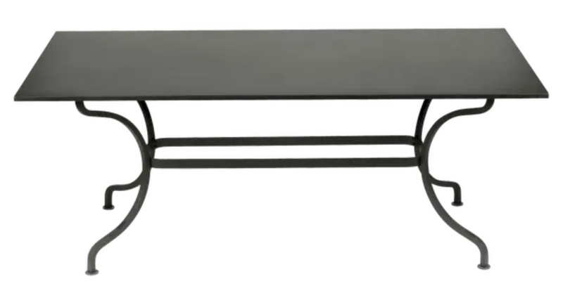 Load image into Gallery viewer, Fermob Romane table measuring 180x100 cm with seating for up to 8 guests, featuring a sleek outdoor design with a wooden top.

