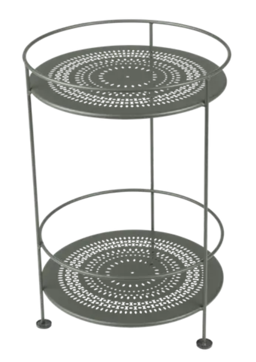 Load image into Gallery viewer, Fermob Guinguette side table with perforated double top and metal frame, perfect for outdoor or patio use.
