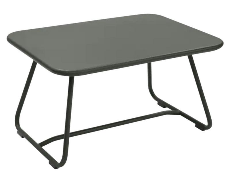 Load image into Gallery viewer, Fermob Sixties low outdoor table with 76 x 55.5cm round tabletop, suitable for patio or garden seating areas.
