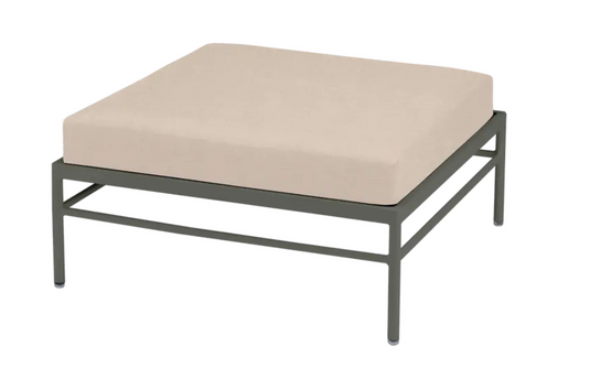 Fermob Rivage outdoor metal ottoman with aluminium frame, featuring a stylish, modern design for garden or patio lounging.