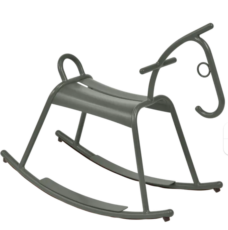 Load image into Gallery viewer, White Fermob ADADA rocking horse for kids corner or restaurant waiting area, designed for children’s play and seating.
