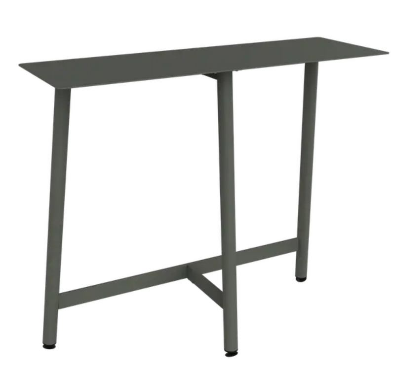 Load image into Gallery viewer, Fermob Bolder Counter bar table made of metal, featuring a sleek rosemary green finish, ideal for outdoor garden and restaurant settings.
