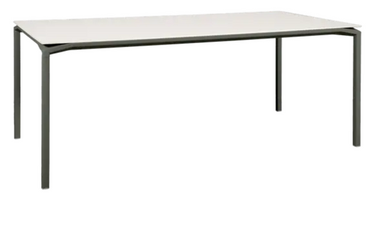 Fermob Calvi Aeris mineral dining table, 195x95 cm, eight-seater with sleek tabletop and sturdy legs for outdoor dining.
