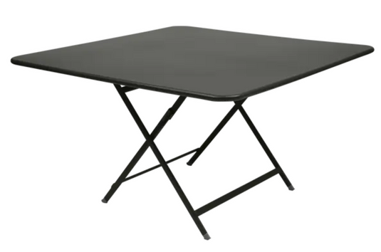 Fermob Caractère outdoor foldable eight-seater table, 128x128 cm, with a sleek design and sturdy construction for outdoor dining.