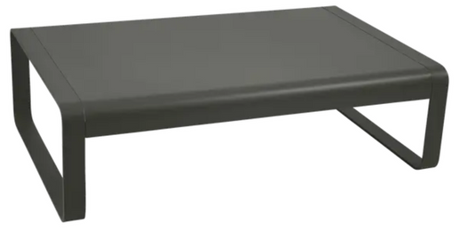 Fermob Bellevie low lounge table, 105x75 cm, outdoor metal coffee table with a sleek, modern design.