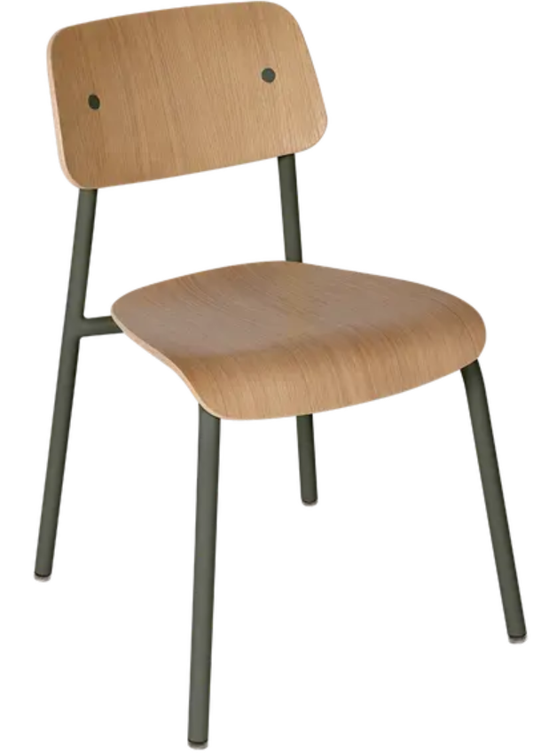 Load image into Gallery viewer, Fermob Studie Oak Chair with a natural wooden finish, suitable for office, restaurant, or home settings.
