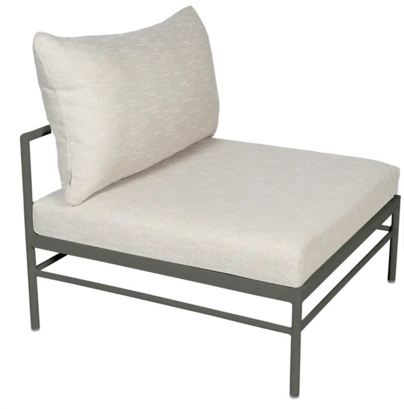 Load image into Gallery viewer, Fermob Rivage low outdoor chair with metal frame and wicker details, designed for comfortable outdoor seating.
