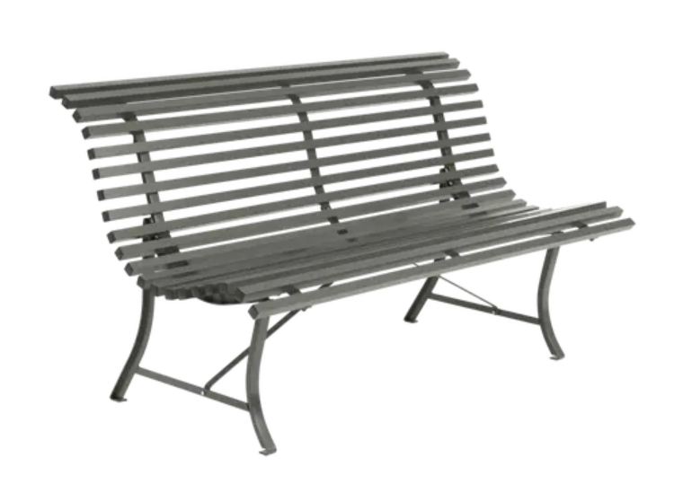 Load image into Gallery viewer, Louisiane 150cm outdoor folding bench by Fermob, featuring a steel frame and colorful design for garden or patio use.
