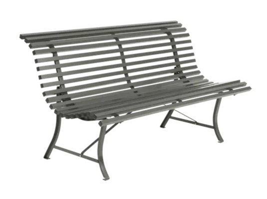 Louisiane 150cm outdoor folding bench by Fermob, featuring a steel frame and colorful design for garden or patio use.