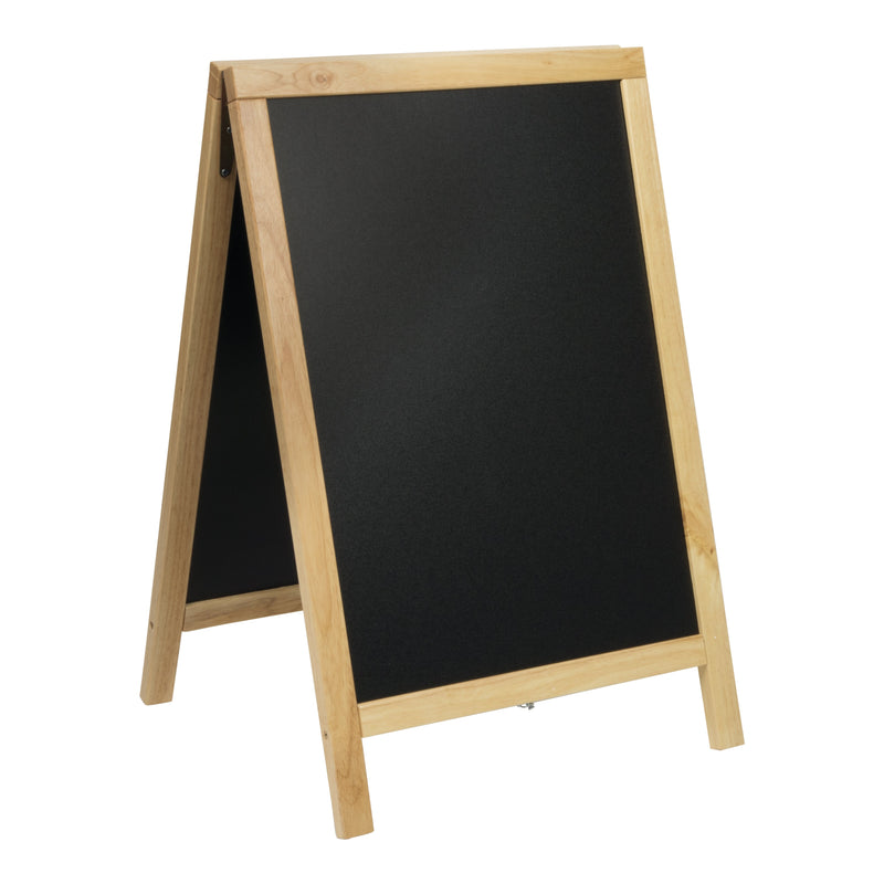 Load image into Gallery viewer, Securit Chalkboard Set - Deluxe Small Rubberwood Pavement Board in Beech 85 cm - Board + Waterproof Markers + Cleaner - in use
