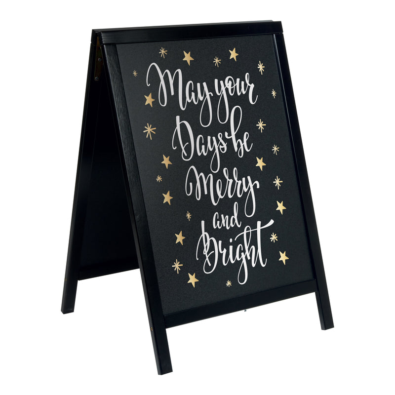 Load image into Gallery viewer, Securit Chalkboard Set - Woody Small Pinewood Pavement Board in Black 85 cm - Board + Waterproof Markers + Cleaner
