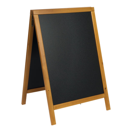 Securit Chalkboard Set - Woody Small Pinewood Pavement Board in Teak 85 cm - Board + Waterproof Markers + Cleaner