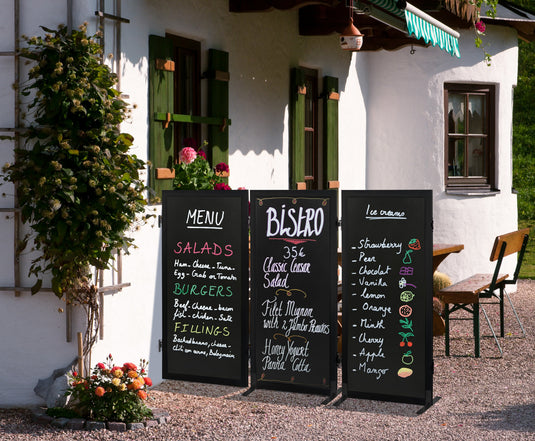 Securit Chalkboard Set - Expandable Multiboard System in Black - Board + Waterproof Markers + Cleaner - in use