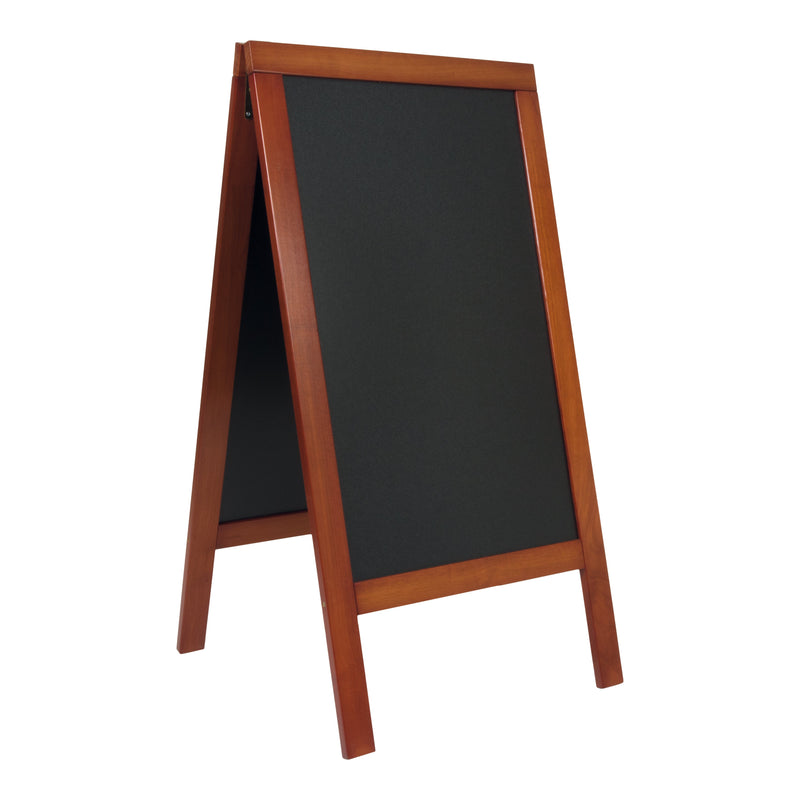 Load image into Gallery viewer, Securit Lit Pavement Sign Set - Deluxe Large Rubberwood Pavement Board in Mahogany 135 cm - Board + LED Lamp + Wind Stopper + Markers
