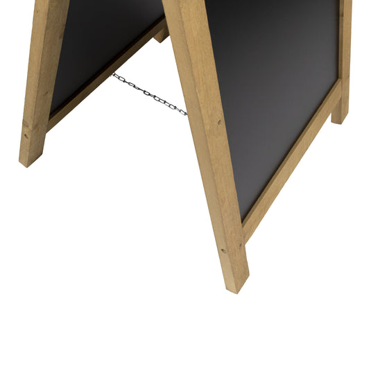Securit Lit Pavement Sign Set - Nature Large Beechwood Pavement Board 135 cm - Board + LED Lamp + Wind Stopper + Markers