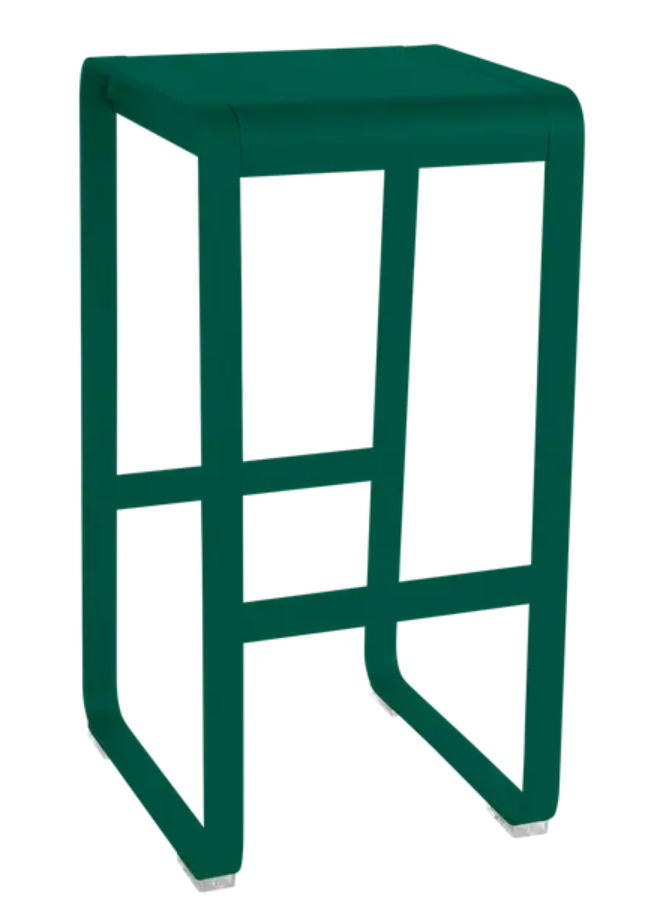 Load image into Gallery viewer, Fermob Bellevie high bar stool with sleek metal design, outdoor-ready in green, perfect for modern patio or kitchen bar areas.

