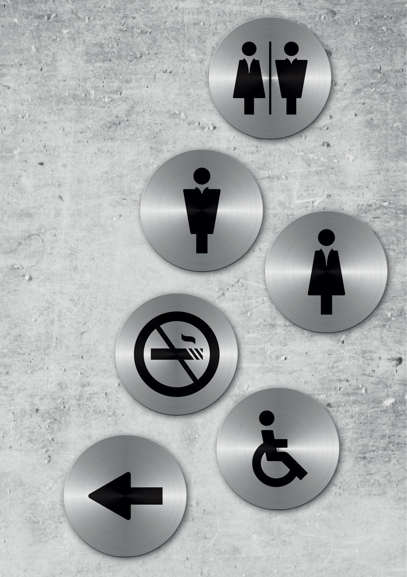 Load image into Gallery viewer, Securit Accessories - Door Signs - Stainless steel 10x10x1,2cm - Pack of 6 - in use

