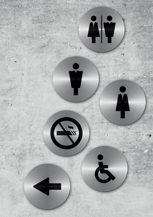 Securit Accessories - Door Signs - Stainless steel 10x10x1,2cm - Pack of 6 - in use