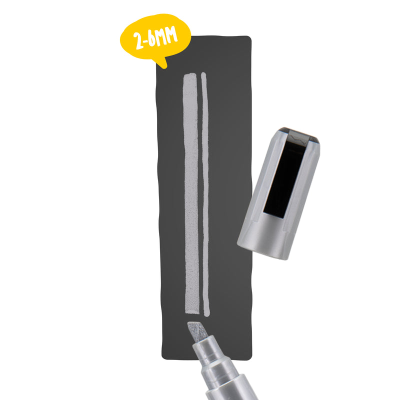 Load image into Gallery viewer, Securit Chalkmarkers - Loose - Silver 14,5x1,5x2cm - Pack of 12
