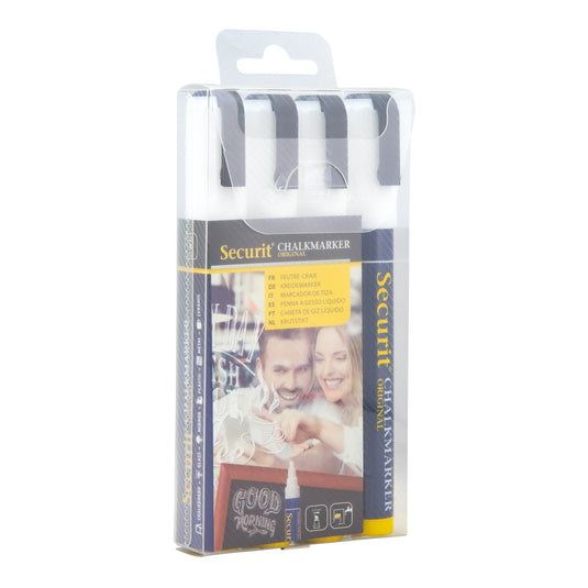 Securit Chalkmarkers - Wallet - White 14,5x1,5x2cm - Pack of 12