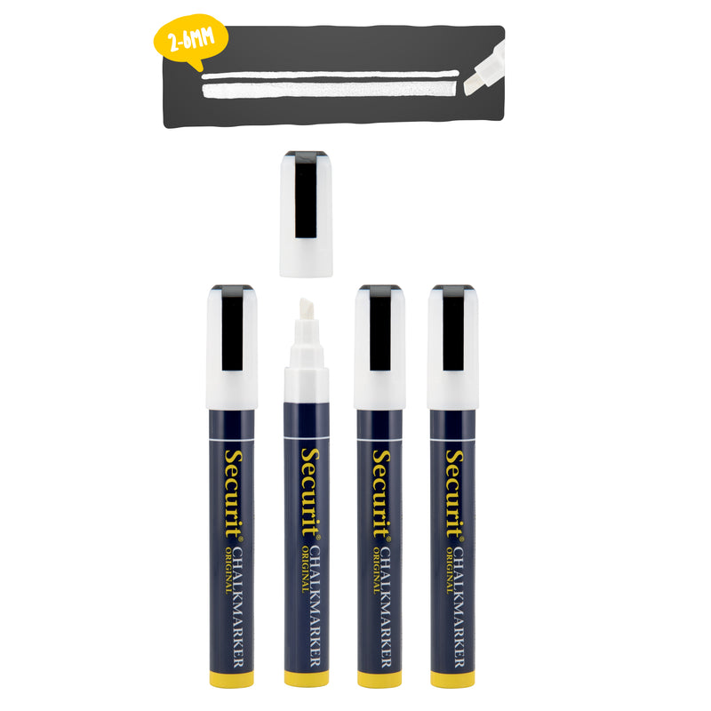 Load image into Gallery viewer, Securit Chalkmarkers - Wallet - White 14,5x1,5x2cm - Pack of 12
